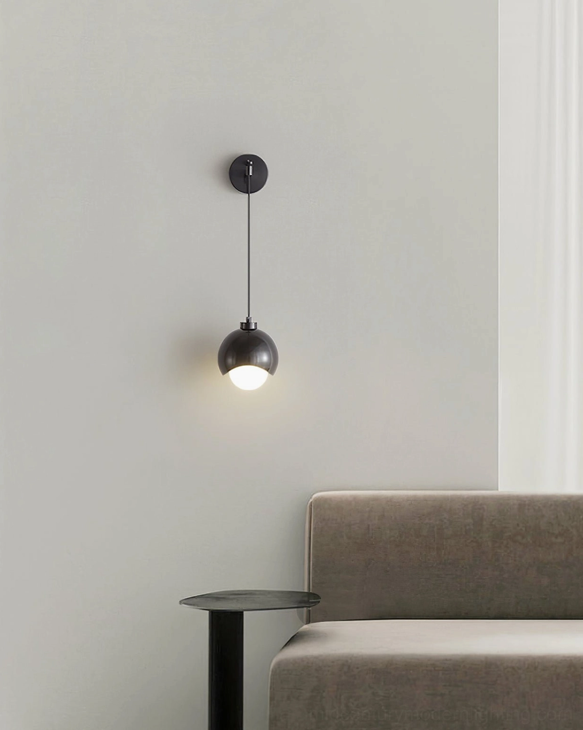 Helmet wall lamp black modern spherical shade living area sofa side table pendant