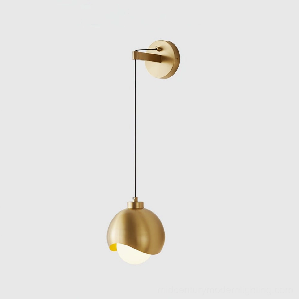 Helmet wall lamp brass gold finish luxury warm metallic contemporary design