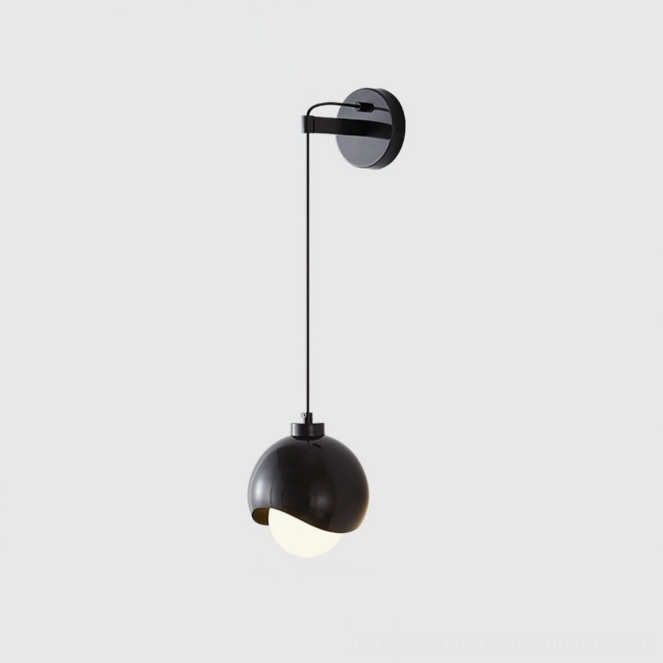 Helmet pendant wall sconce matte black finish contemporary minimalist aesthetic