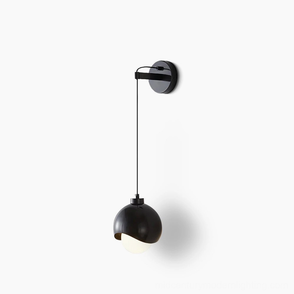 Helmet pendant wall lamp matte black minimalist design studio flat view