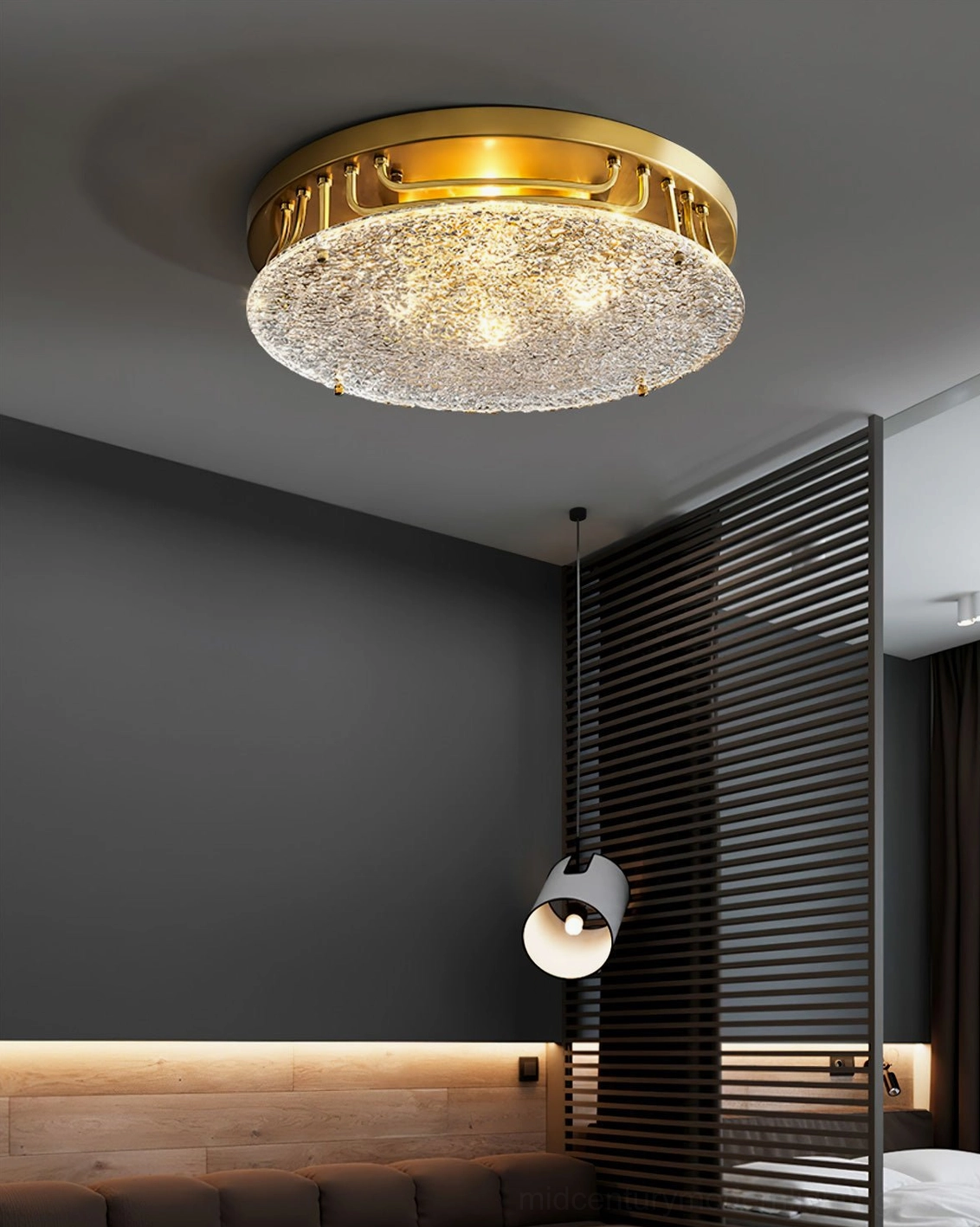 Holland modern ceiling lamp brass textured glass shade interior lighting solution