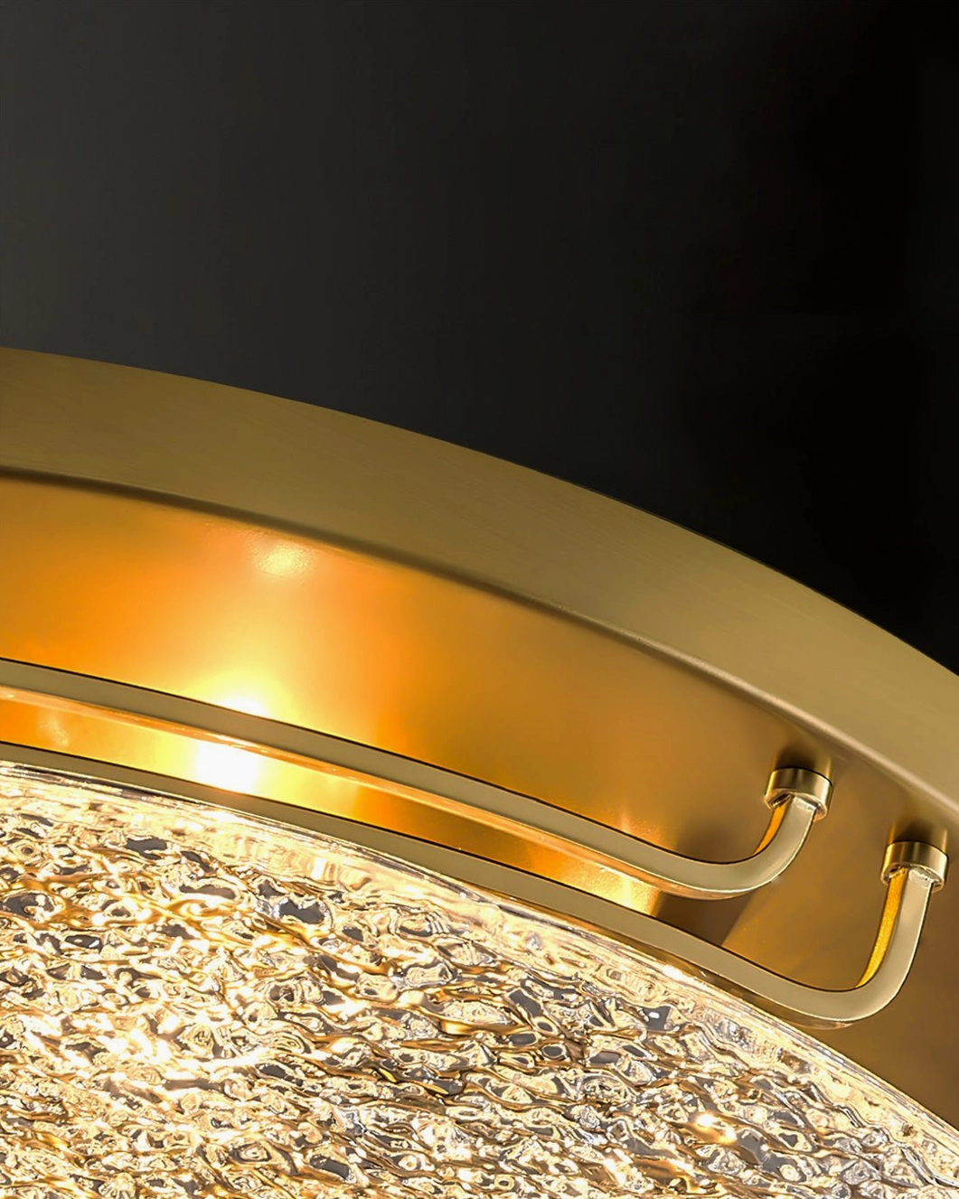 Holland mid-century modern ceiling lamp brass ripple glass warm ambient lighting
