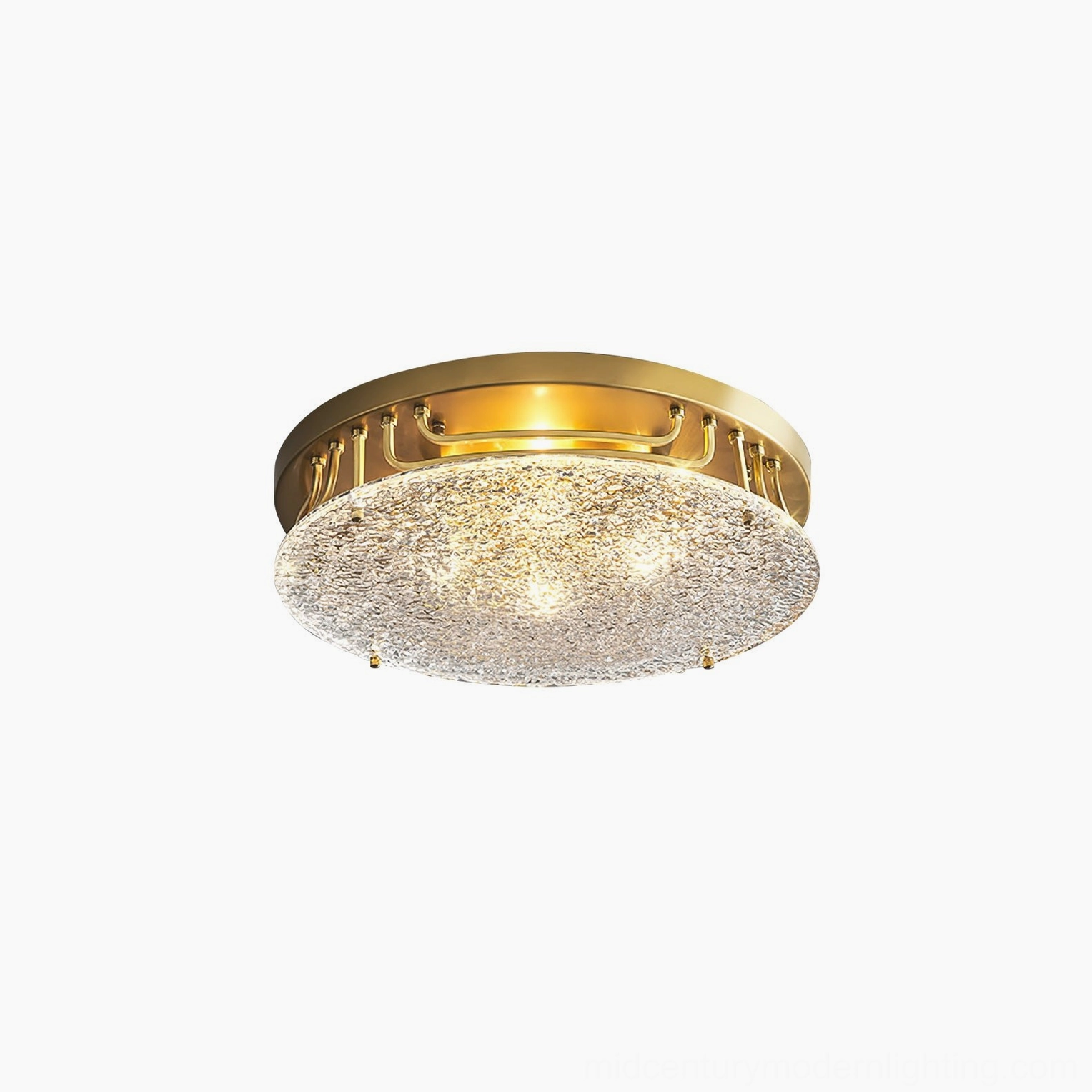 Holland round flush mount ceiling light contemporary brass textured glass modern