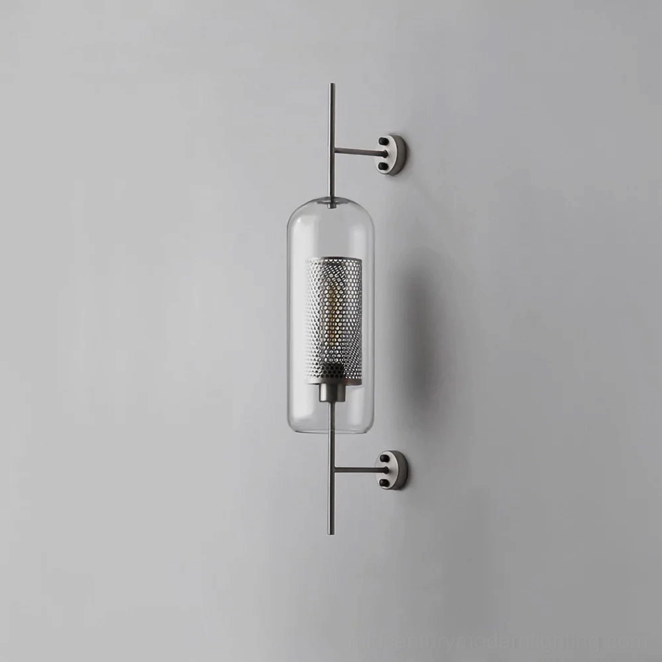 Honeycomb glass wall sconce clear finish with brass metal mounting hardware