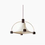Hood pendant light with walnut wood and metal accents front view studio shot