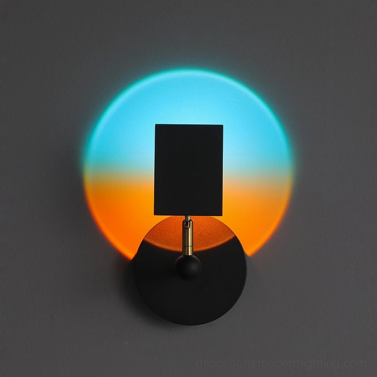 Sunset Halo dual-tone Horizon projection blue orange circular light on dark wall