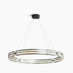 Hudson ring pendant light overhead view showing double-layer circular design with textured water glass and brass framework