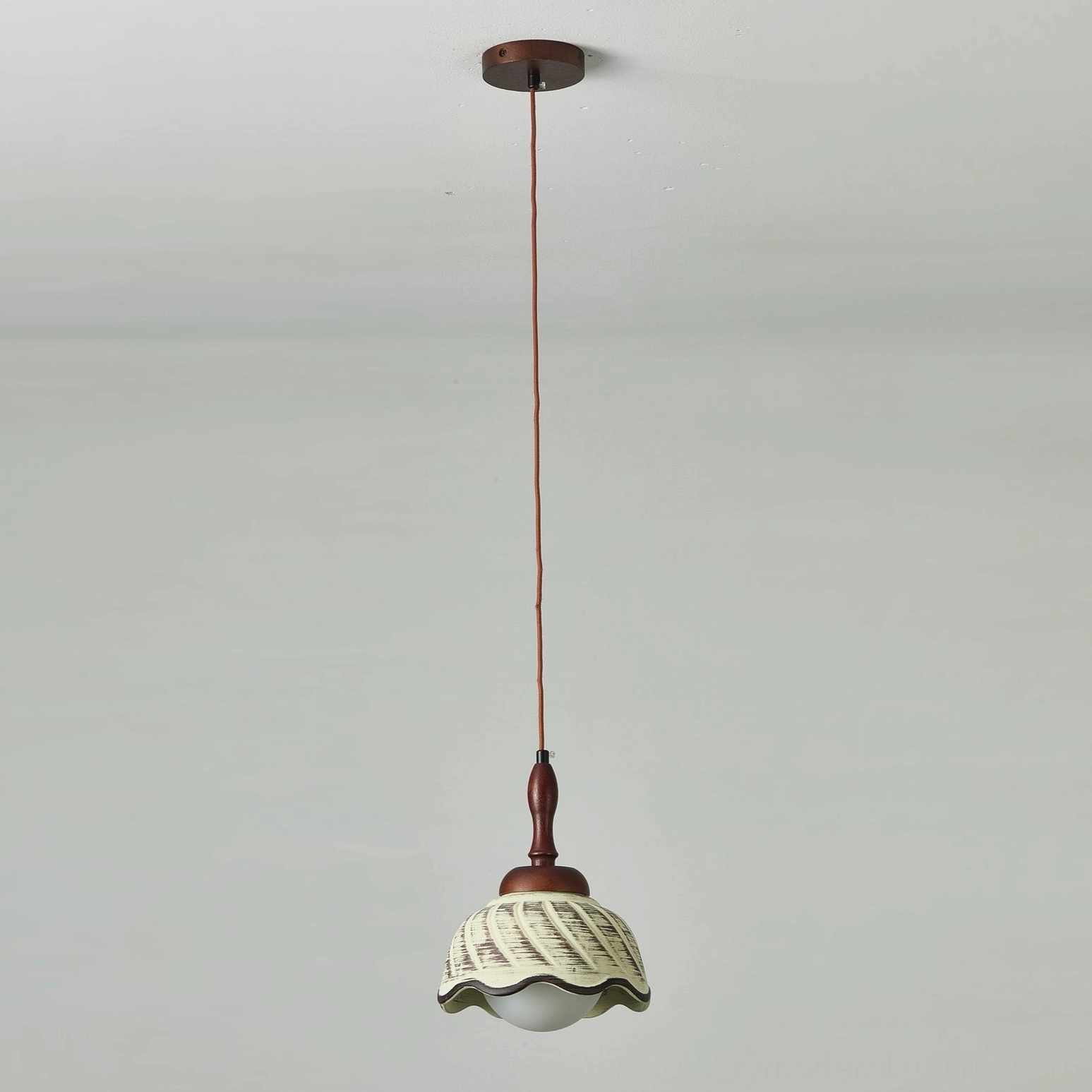 Humboldt walnut wood pendant light in minimalist contemporary home