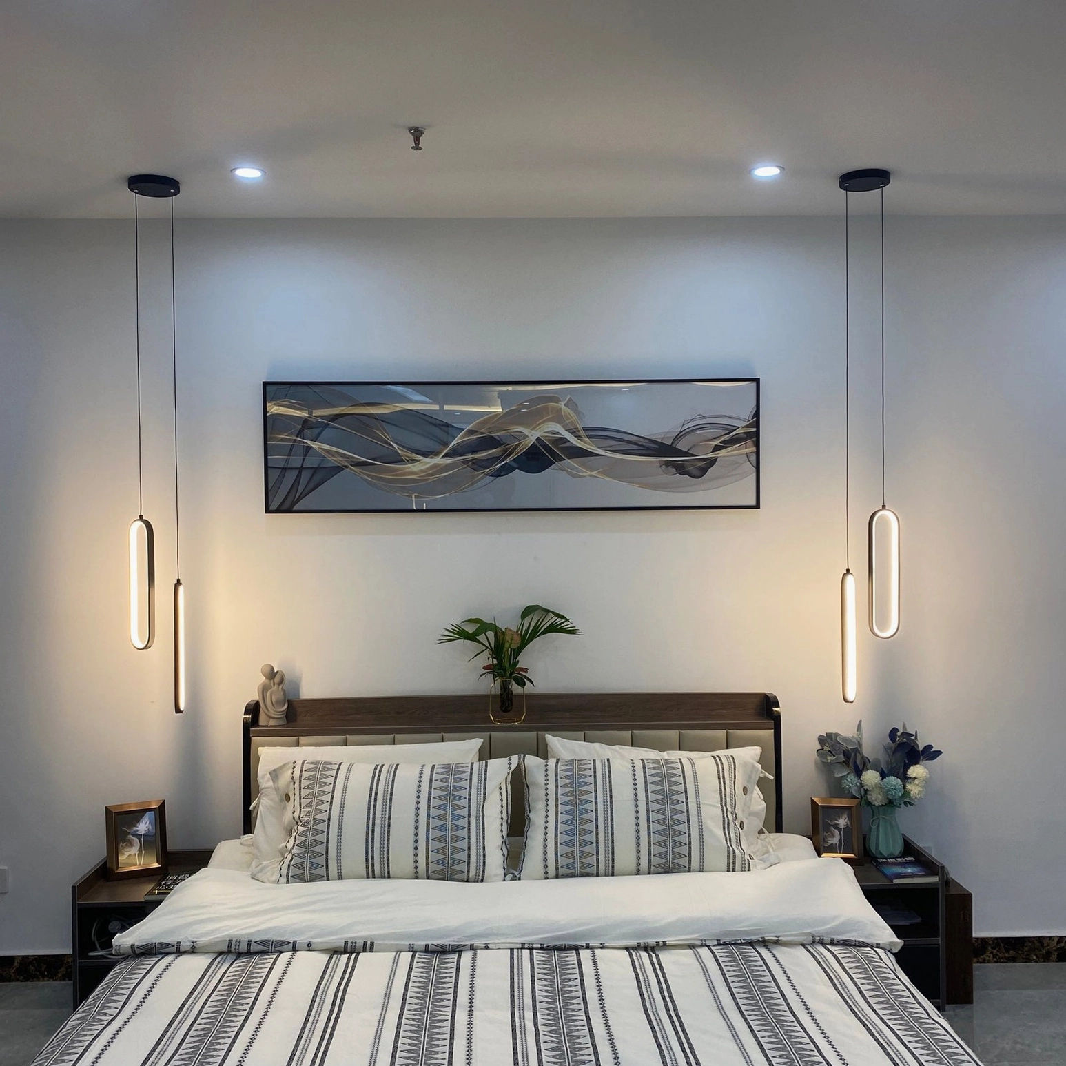 Huron double oval pendant lights modern architectural lighting suspended ceiling