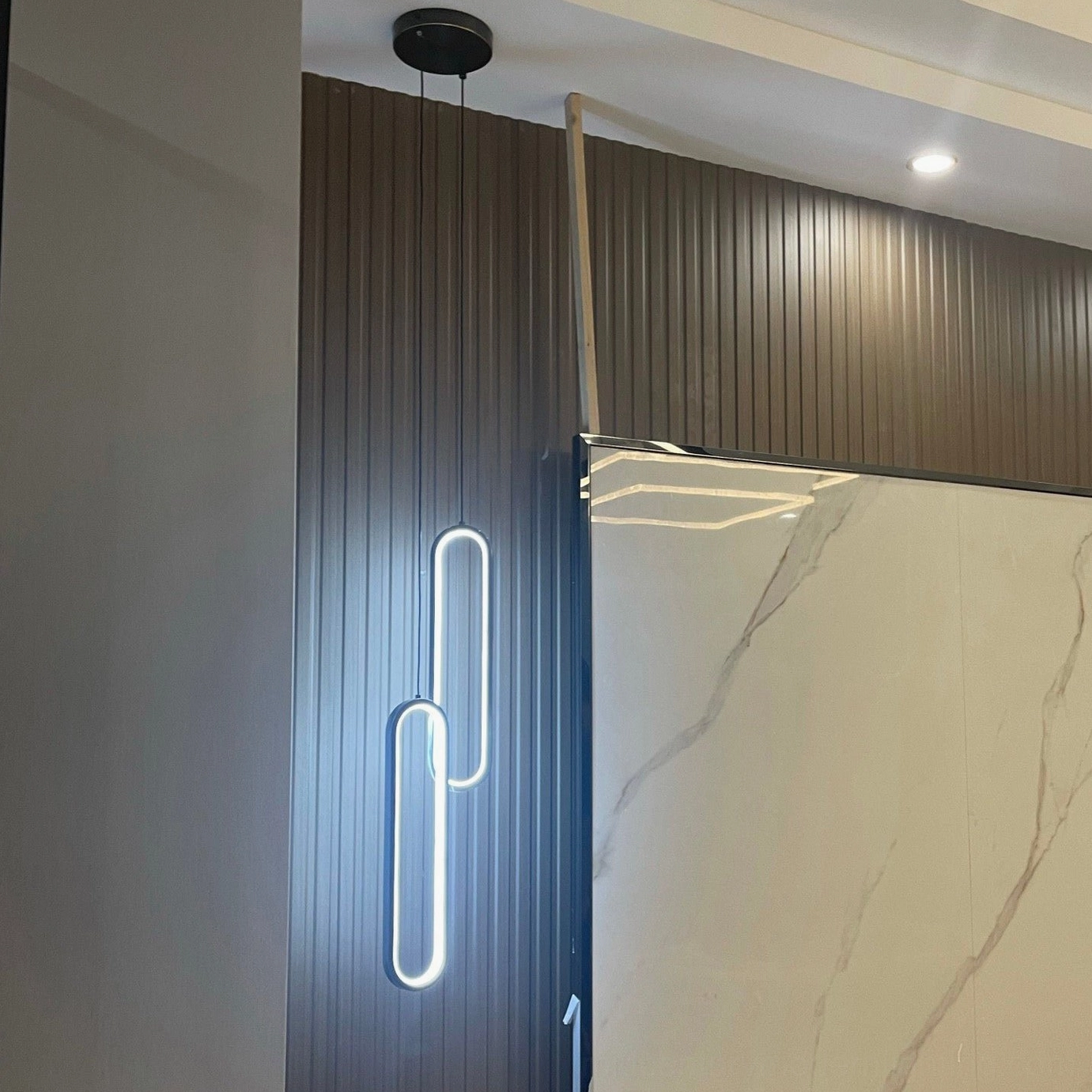 Huron oval pendant light ceiling mount modern home fixture integrated LED technology