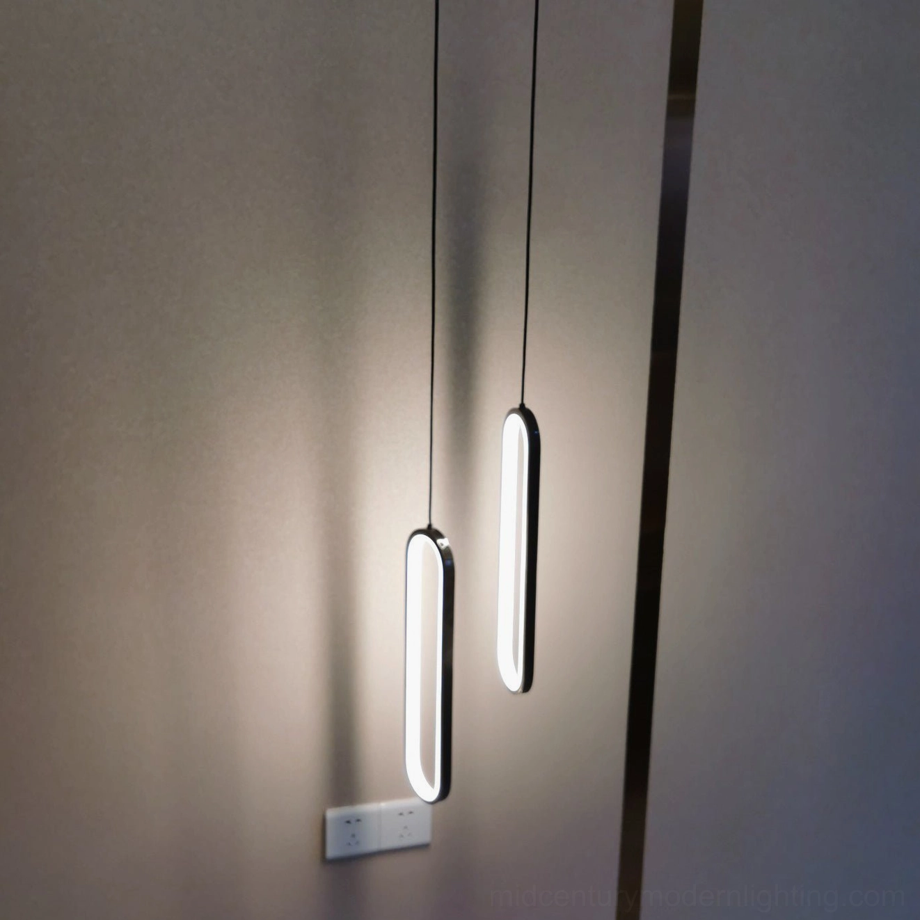 Huron pendant light single head oval fixture black metal contemporary minimalist design