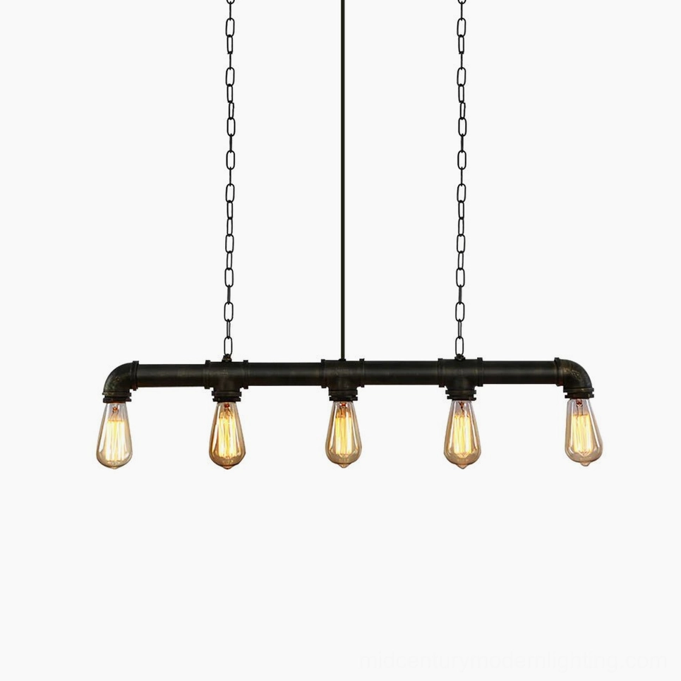 American industrial pipe pendant chandelier with 5 bulbs, modern loft ceiling fixture