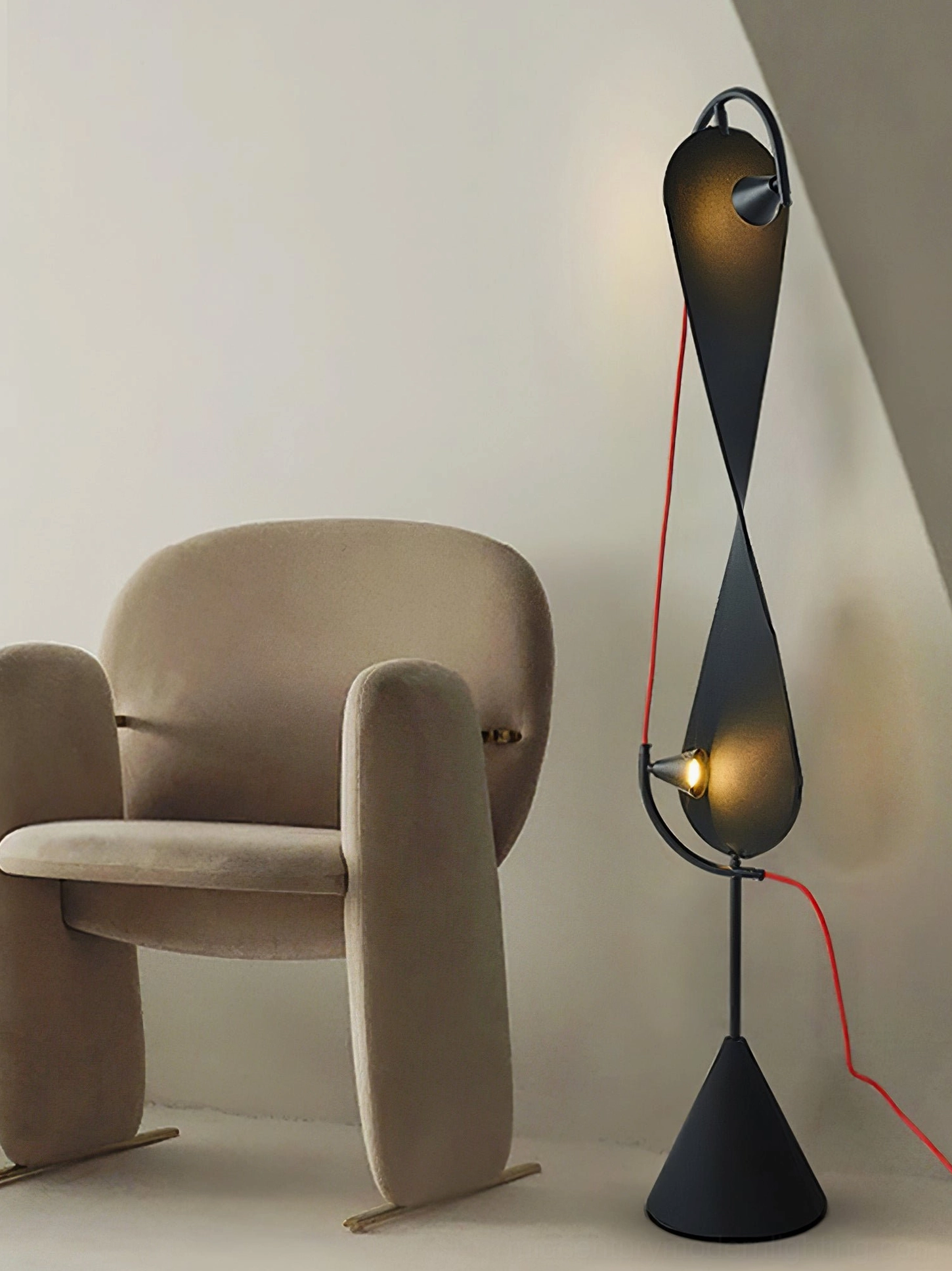 Infinite Floor Lamp demonstrating 360-degree ambient light dispersion in contemporary living environment