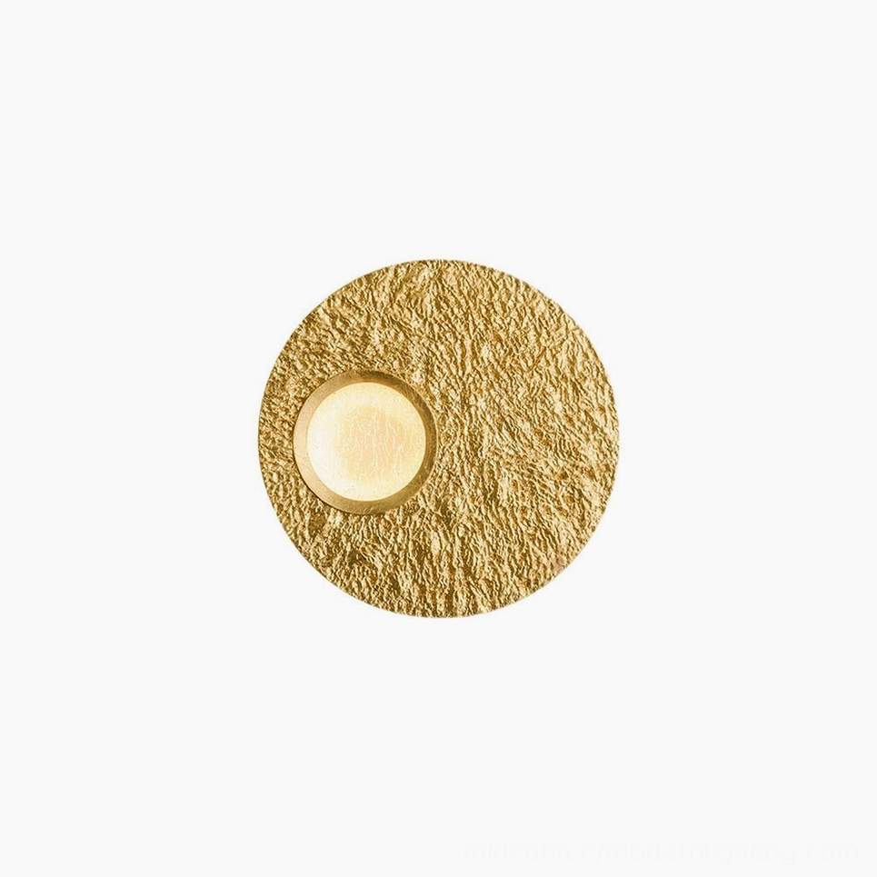 Infinity modern LED wall lamp available in gold and silver foil finishes for mid-century contemporary design