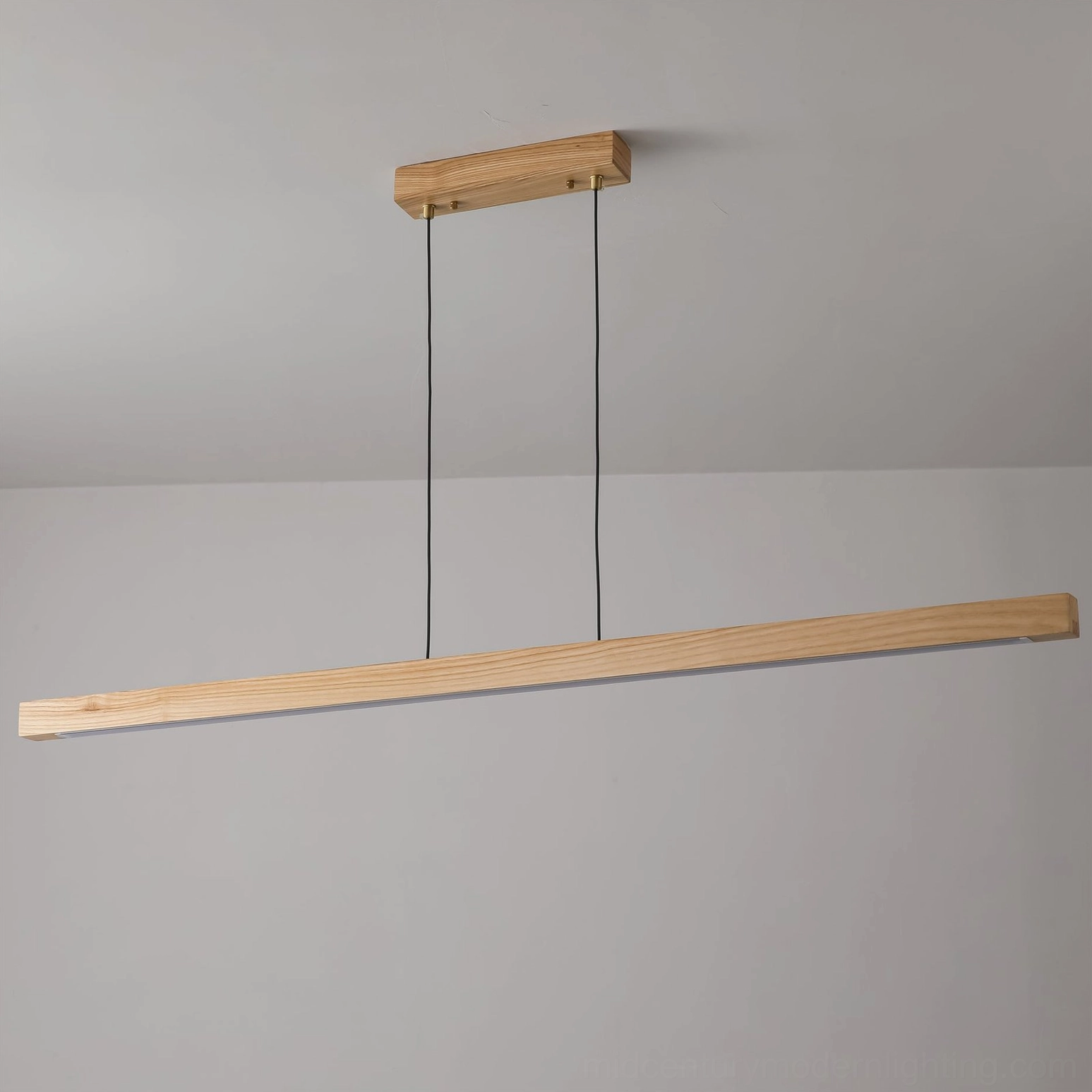 Full linear pendant light fixture installed view emphasizing minimalist aesthetic in modern interior