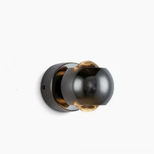 Io Verticale black modern wall lamp with crystal accent front view studio minimalist design