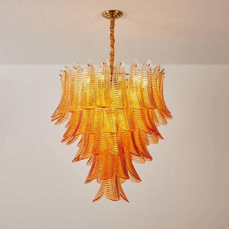 Isolde large size chandelier amber and gold glass finish for dramatic modern entry and foyer design