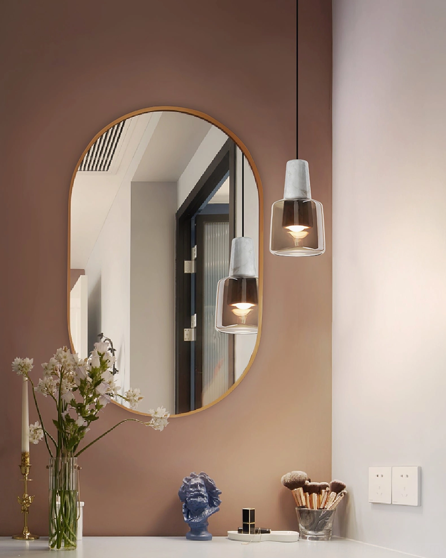Issa marble pendant lamp in modern apartment living room interior design showcase