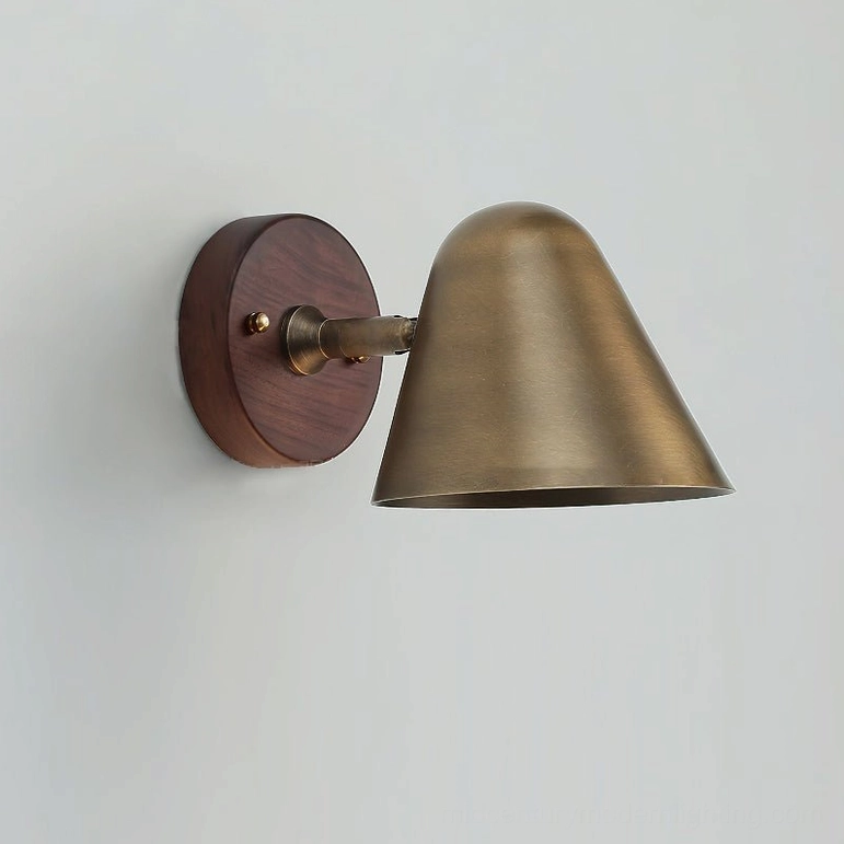 Janna Wall Sconce with Walnut and Brass finish - flat lay product shot