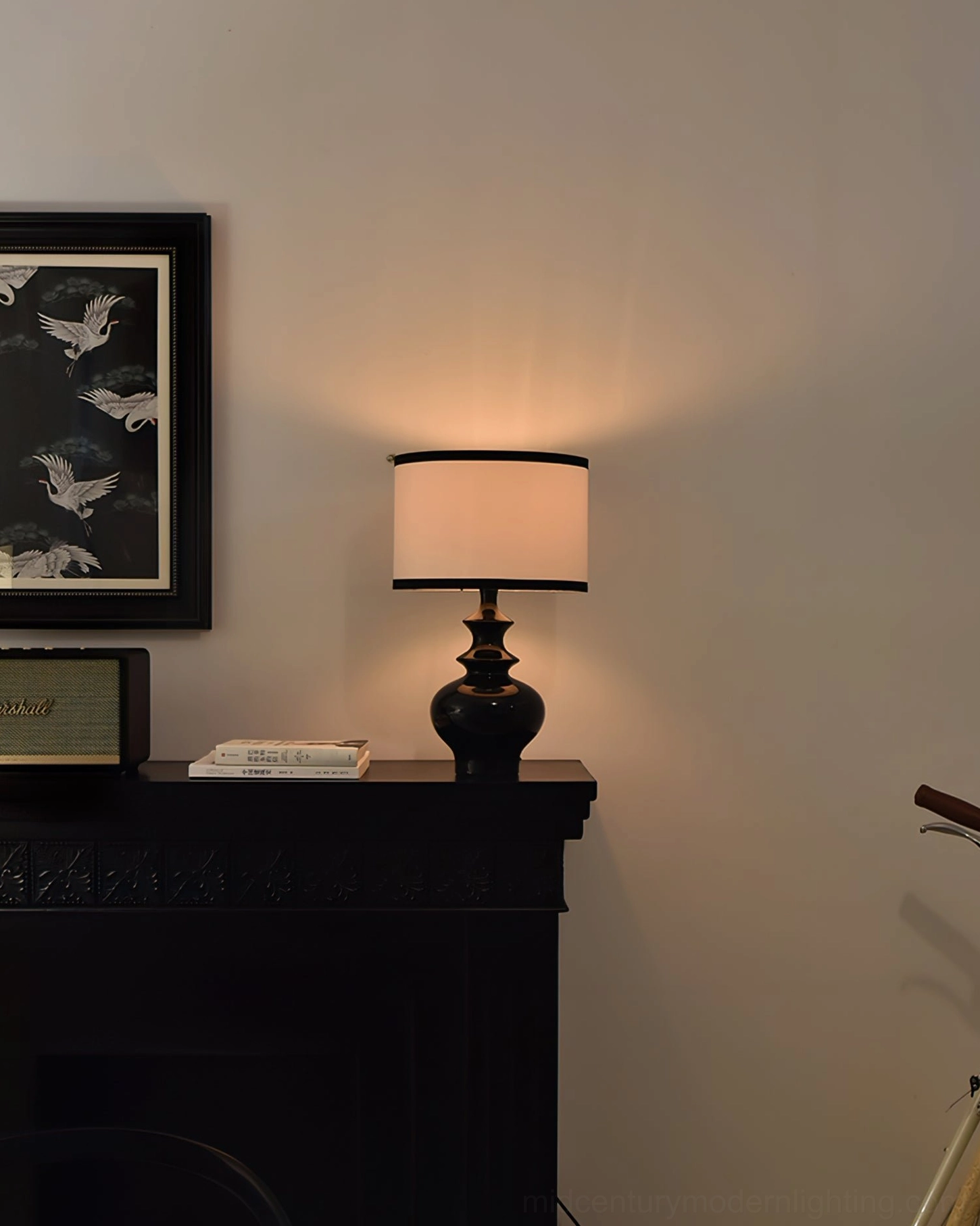 Jarrige mid-century modern table lamp full view, sculptural ceramic design element for home interiors