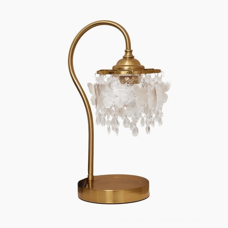 Jasinski gold and white crystal butterfly table lamp elegant desktop accent light mid-century modern design