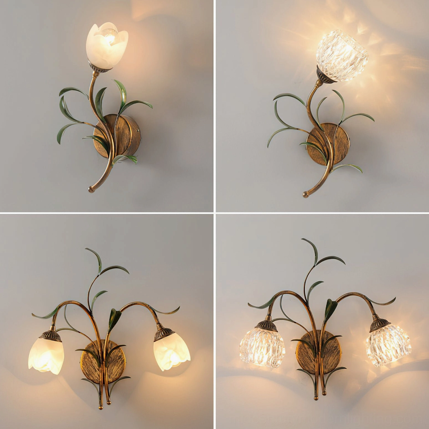 Jasmine wall sconce botanical glass shade detail showing nature-inspired design craftsmanship