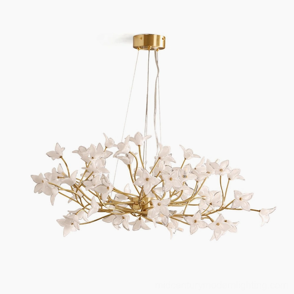 Linear jasmine branch chandelier configuration, 6 lengths for farmhouse and banquet tables