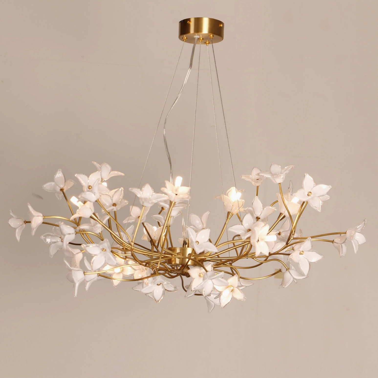 Jasmine Branch Chandelier mid-century modern design, sculptural botanical lighting fixture