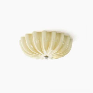 Jelly cream glass flush mount ceiling lamp, front view, petal-shaped sculptural design