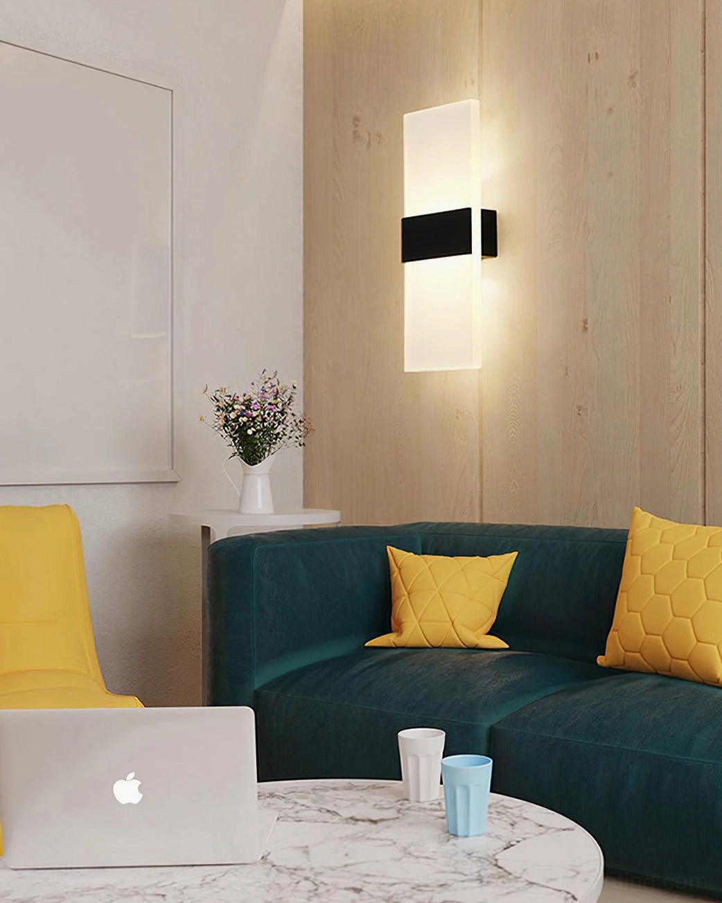 Jenks modern wall sconce featuring dual frosted acrylic panels with metal accent trim