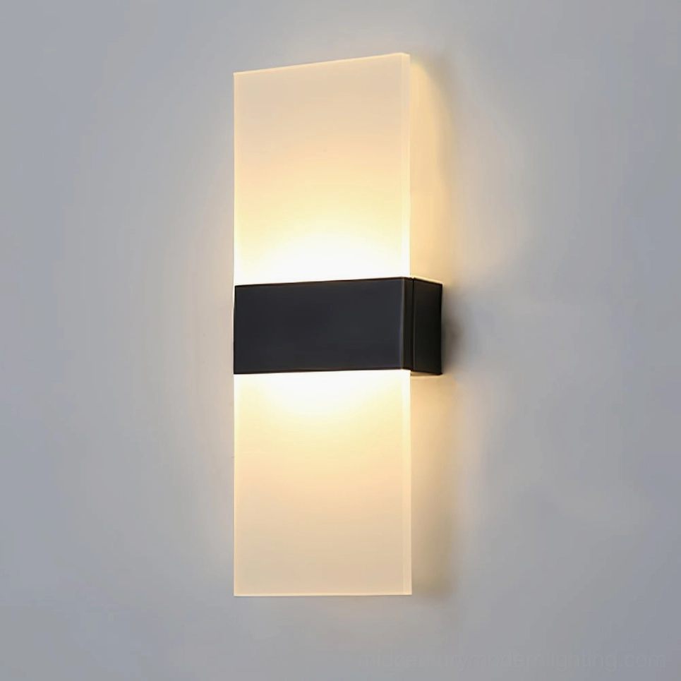 Jenks wall sconce in black and white finish with dual shade design and integrated LED