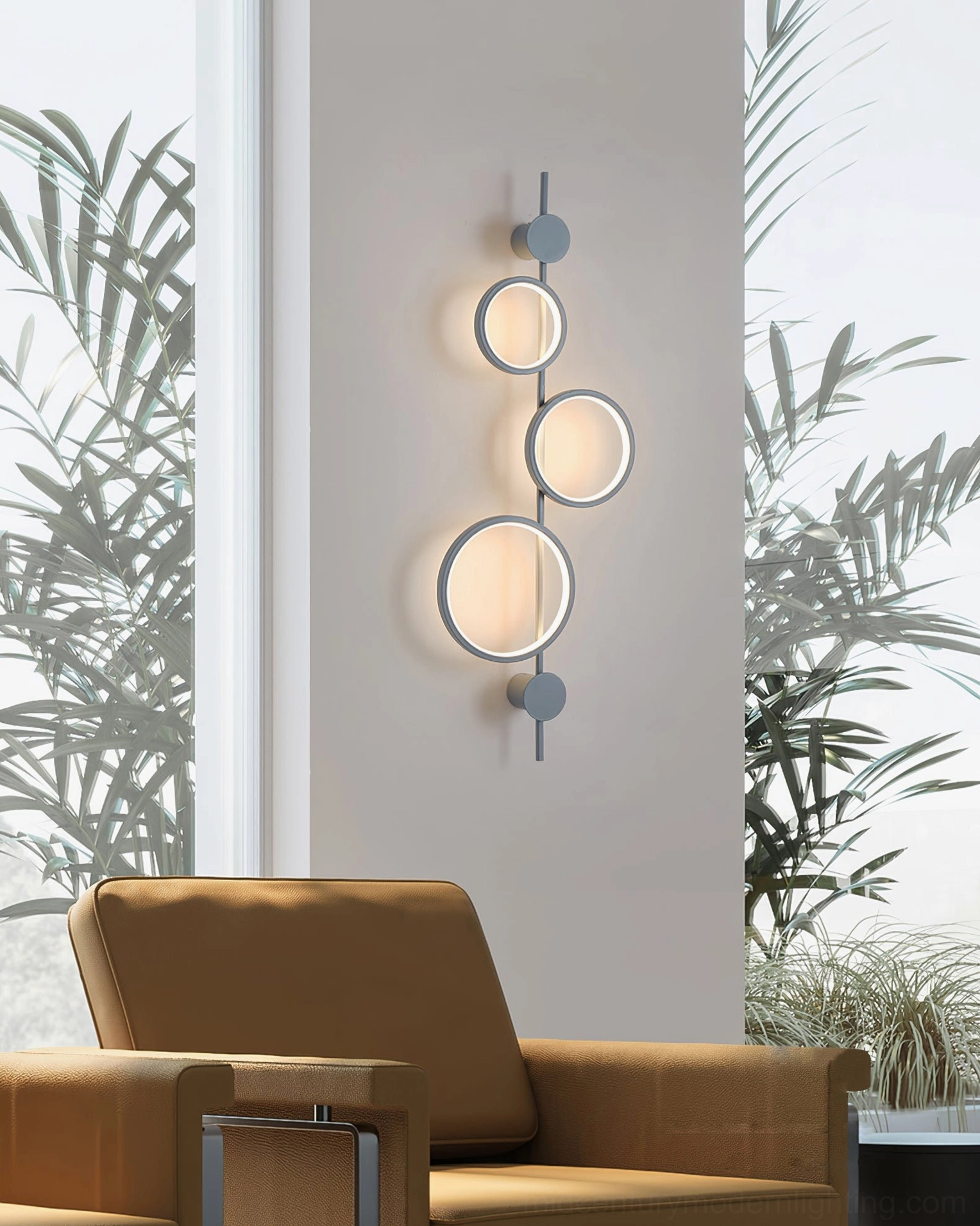 Jocco vertical ring wall lamp close-up detail showing integrated LED and metal construction
