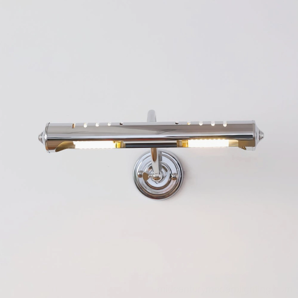 Joely polished chrome wall lamp front-facing view highlighting dual LED bulb configuration