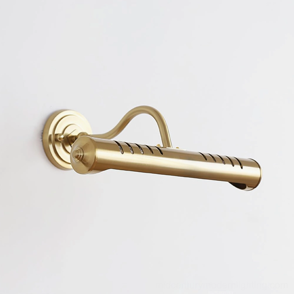 Joely chrome wall sconce angled view displaying curved gooseneck arm and ventilated shade design