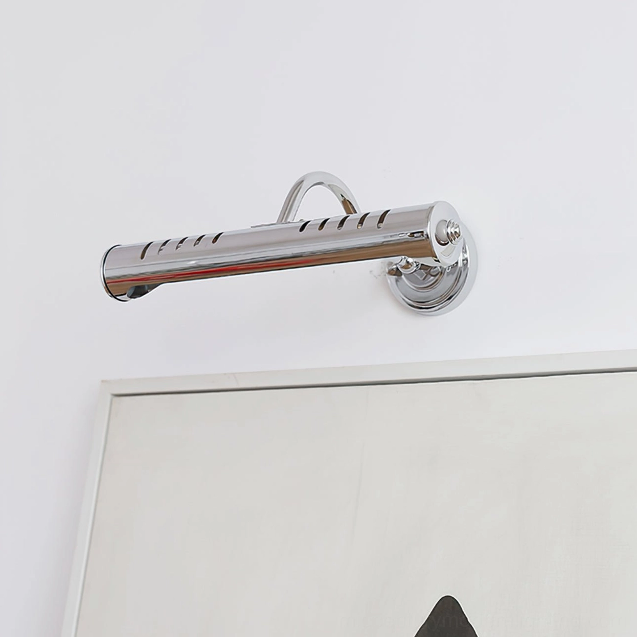 Joely gooseneck wall light fixture full assembly view showing all design elements and proportions