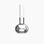 Johan mushroom pendant light with smoked glass shade front view studio shot