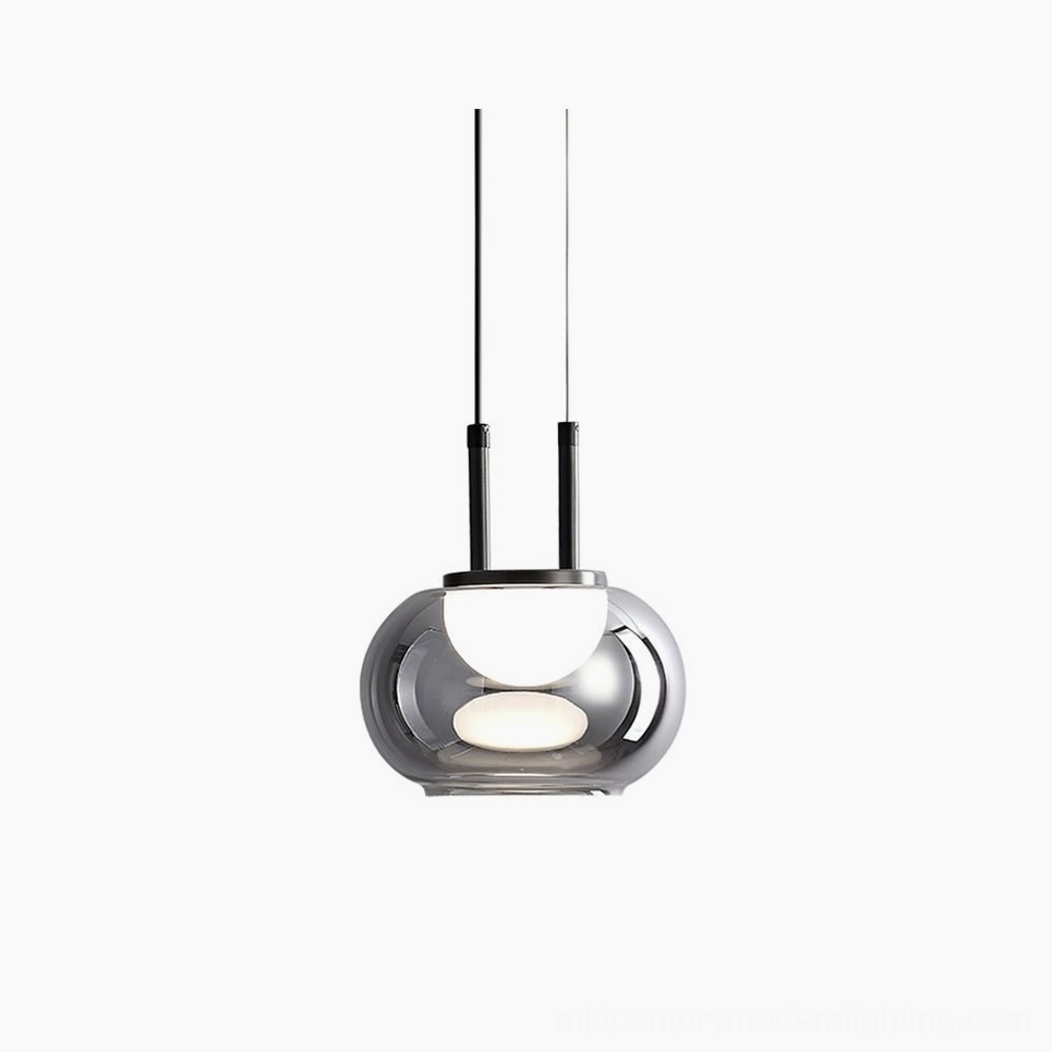 Johan mushroom pendant light with smoked glass shade front view studio shot