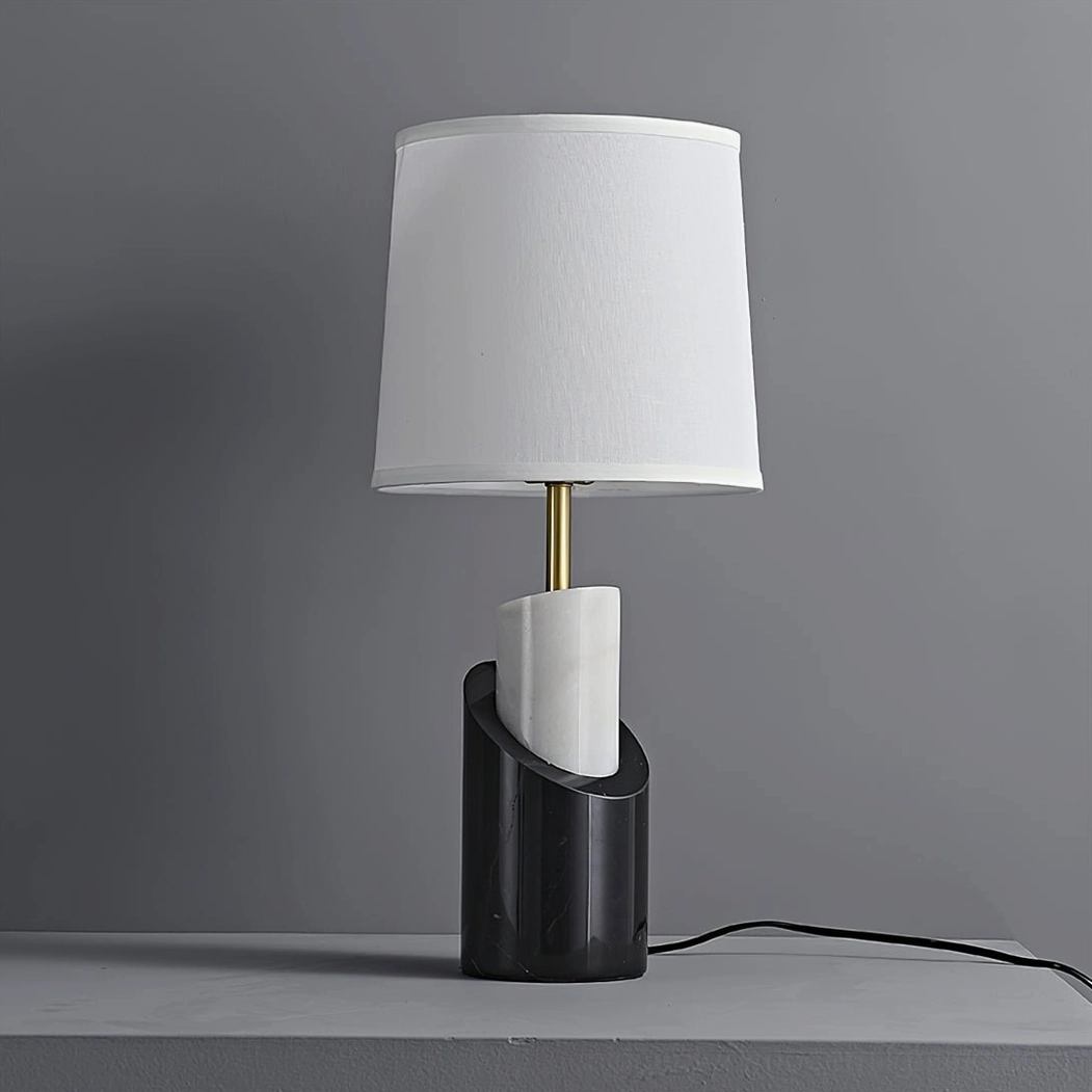 Jude mid-century modern marble table lamp sculptural side angle view