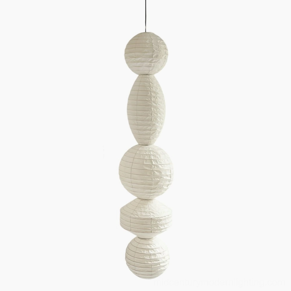 Juni stacked paper pendant lamp full product white cylindrical spherical paper layers