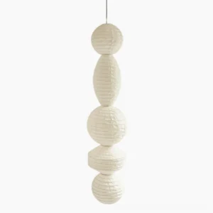 Juni stacked paper pendant lamp front view white minimalist wabi-sabi lighting design
