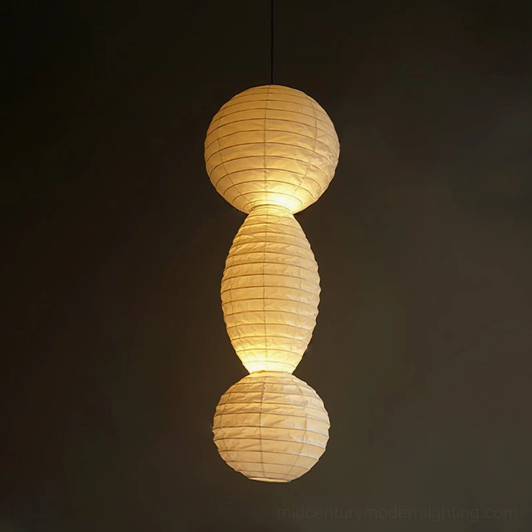 Juni stacked paper pendant lamp model A white wabi-sabi aesthetic geometric layered