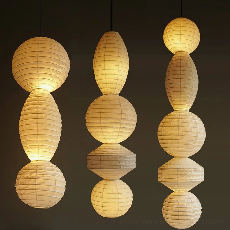 Juni paper pendant lamp minimalist white design three-quarter angle product showcase