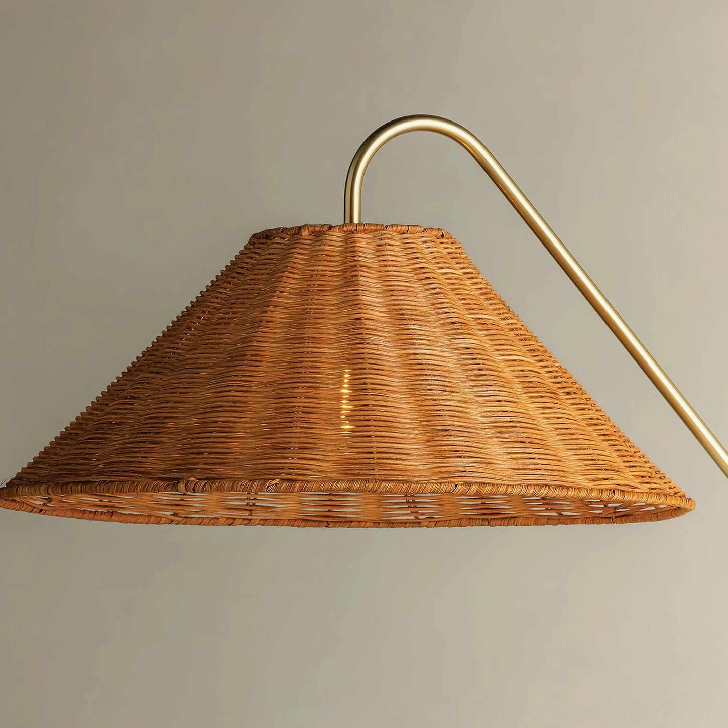 Juno California-inspired modern organic rattan floor lamp, architectural design and warm glow illumination