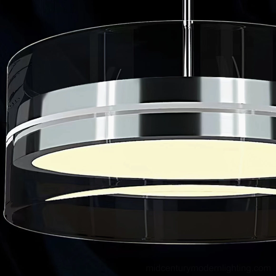Kaede pendant lamp suspended from ceiling showing suspension cable and mounting hardware