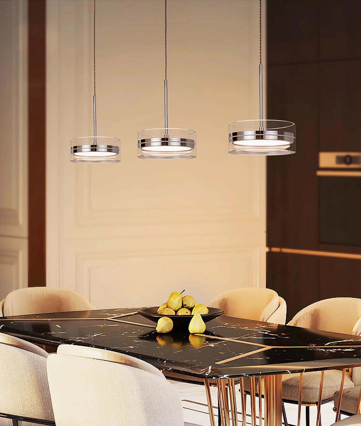 Kaede LED pendant overhead view showing ring form and integrated light distribution