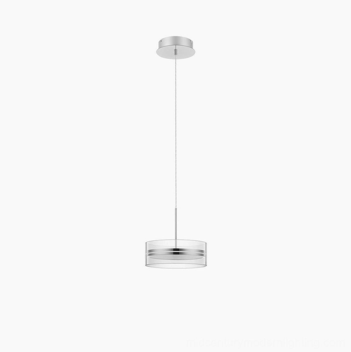 Kaede modern ring pendant light - silver metallic with clear acrylic, professional product photography