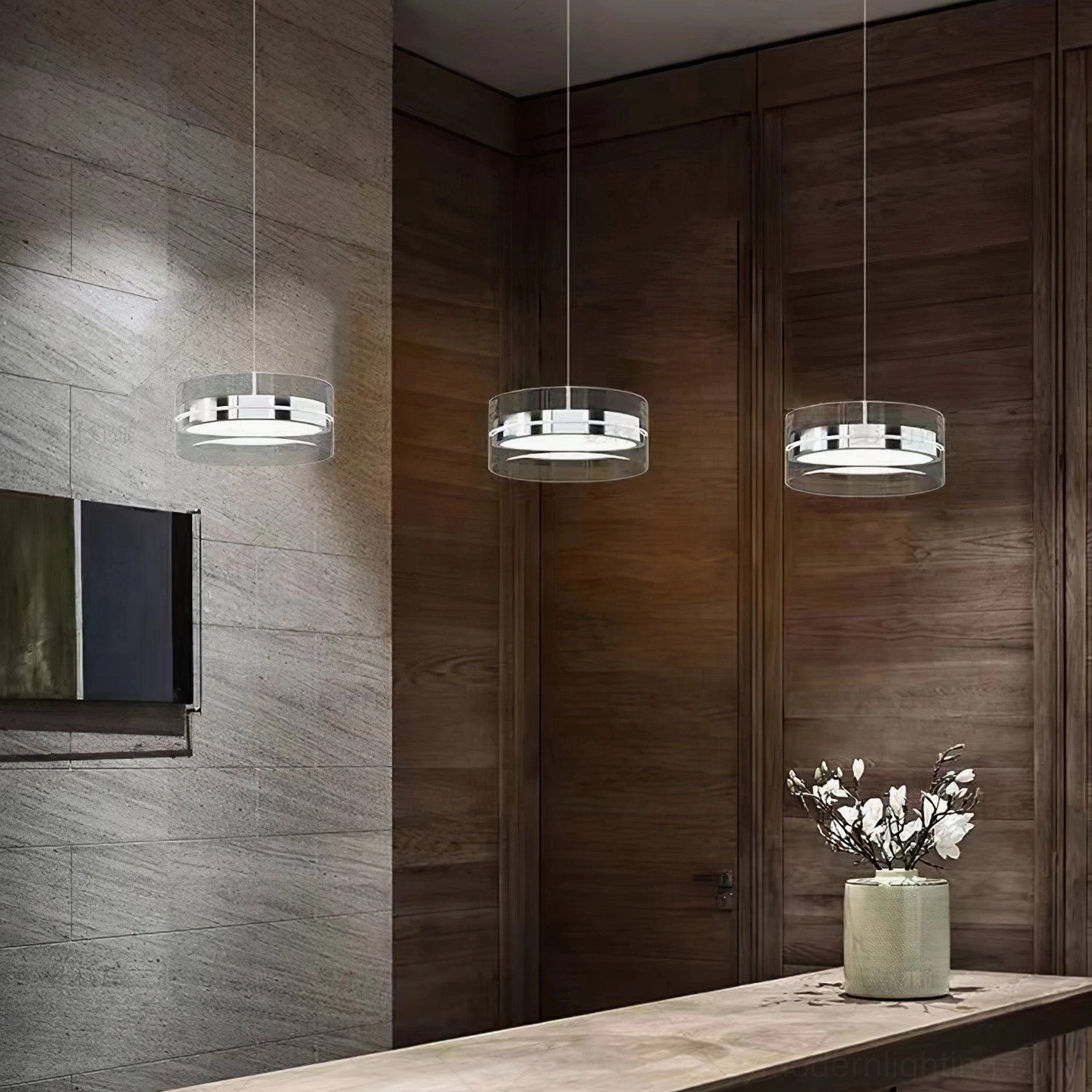 Kaede pendant fixture showing universal voltage compatibility for international installations