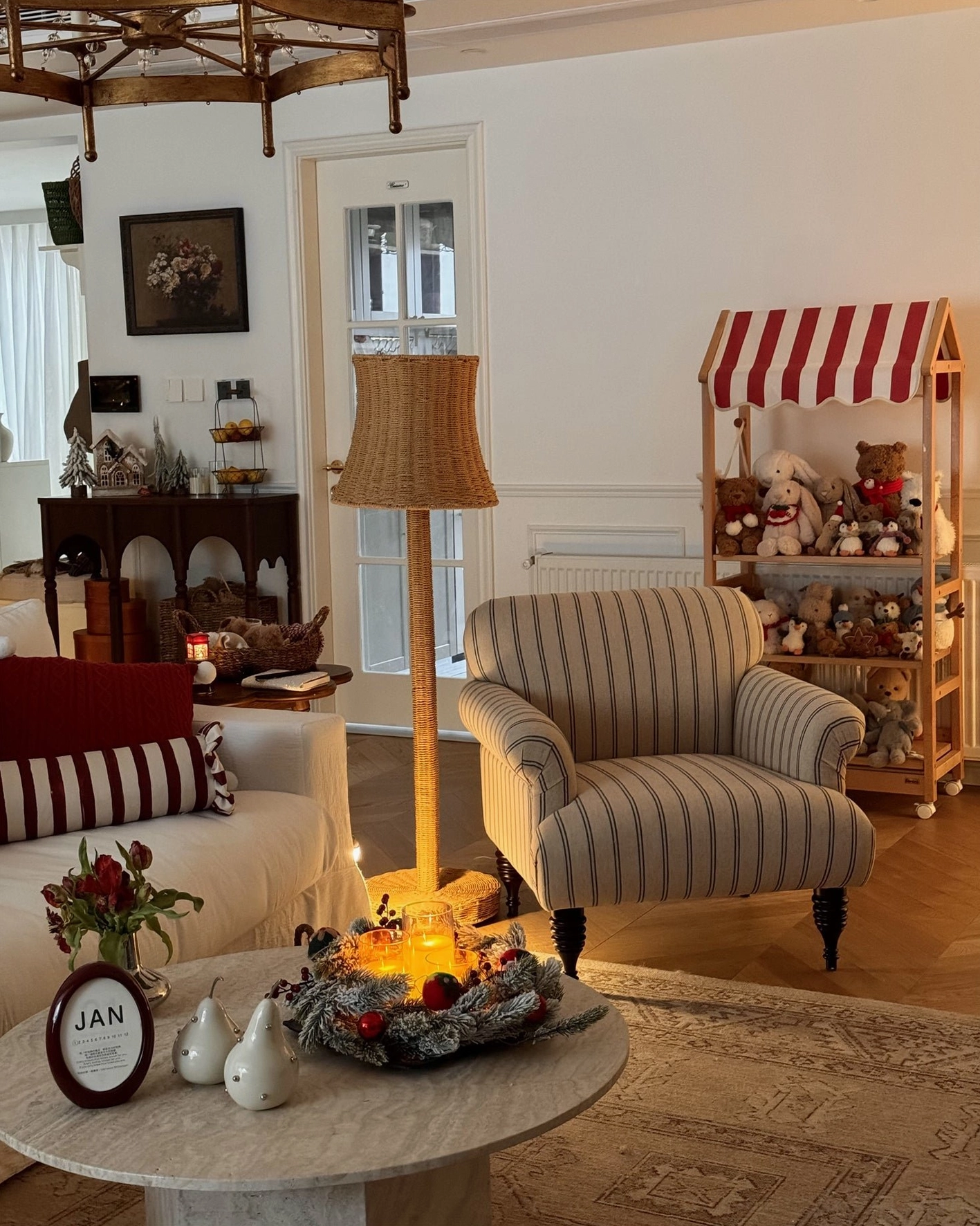 Kakasi handwoven rattan floor lamp warm glow illuminating home space, ambient lighting showcase