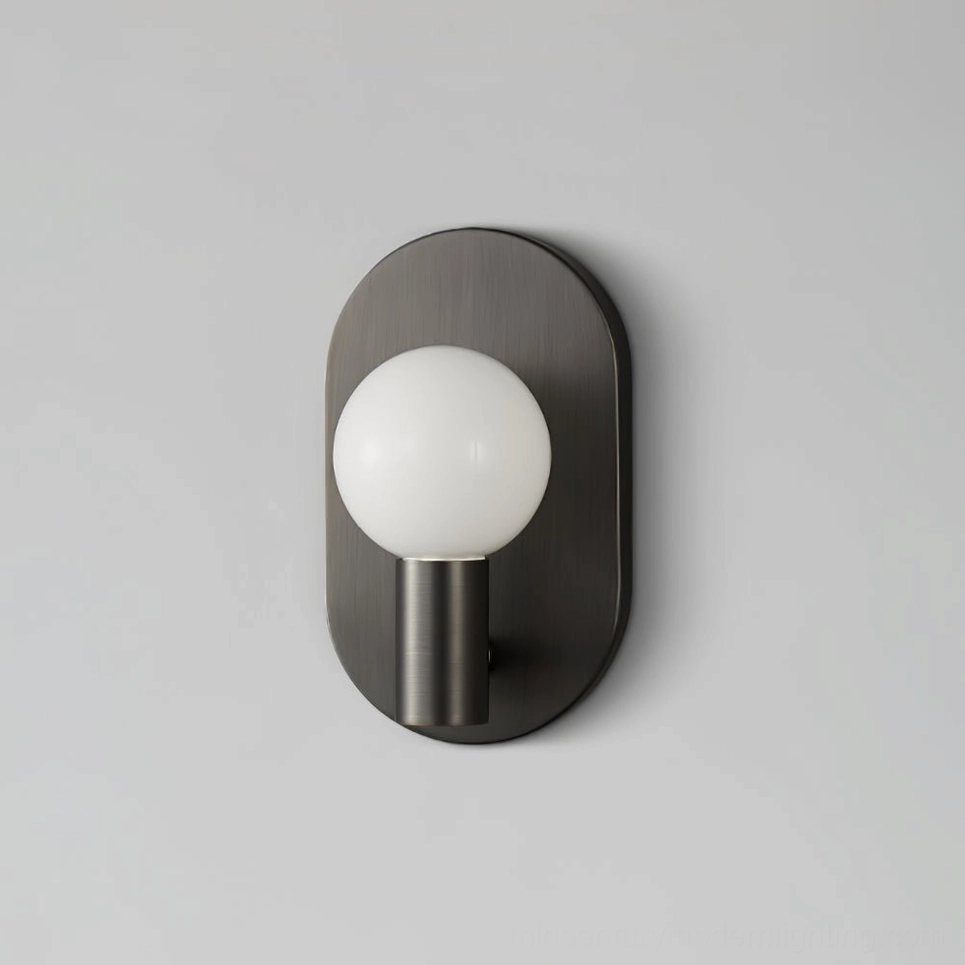 Kalux wall lamp sculptural metal base and geometric frosted glass design profile view