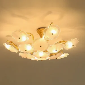 Illuminated Kamal ceiling light fixture with warm ambient glow, residential indoor installation